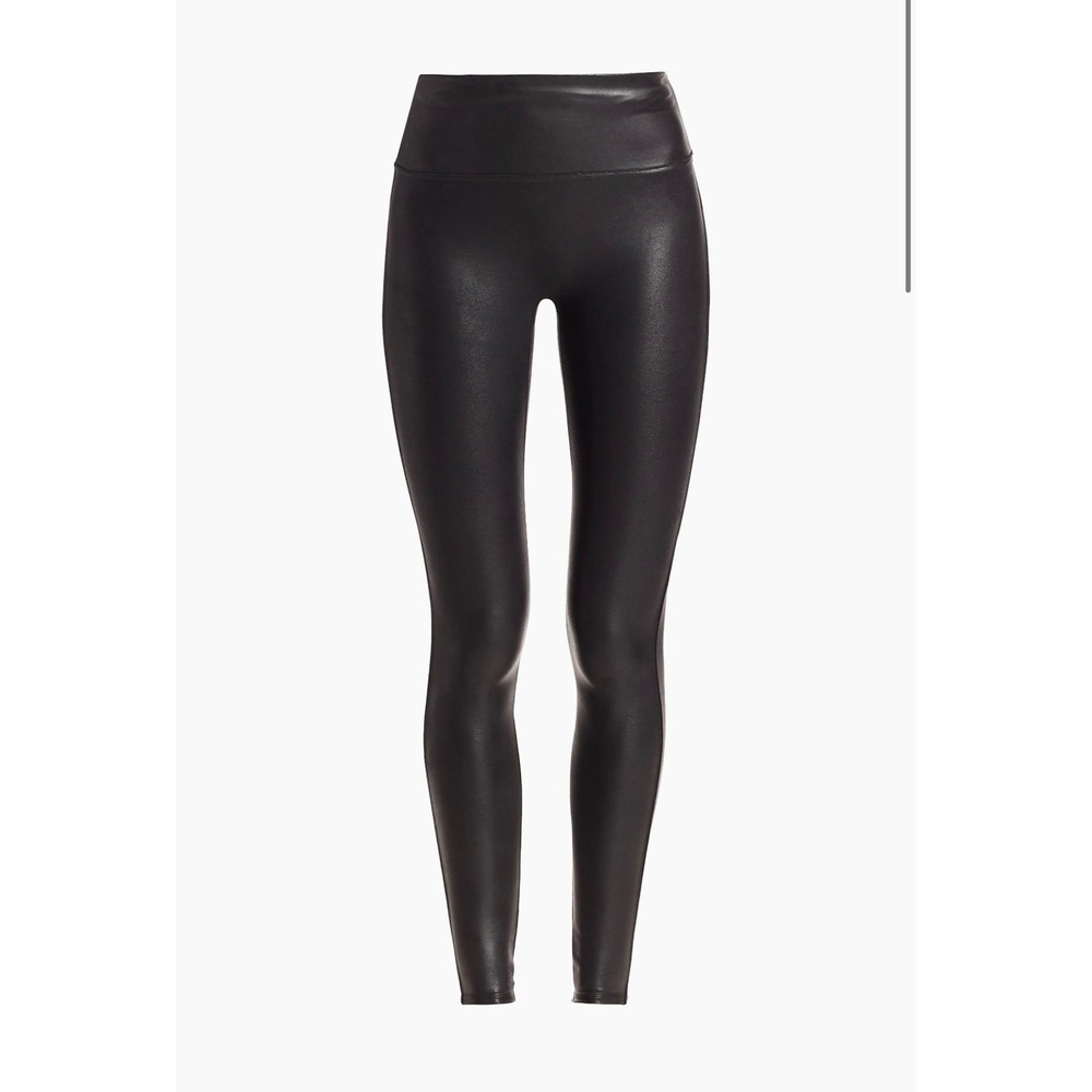 Spanx Faux Leather Leggings Black High Waisted Shaping Pants Womens